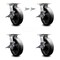 Service Caster 8 Inch Glass Filled Nylon Caster Set with Roller Bearing 4 Brake 2 Swivel Lock SCC-35S820-GFNR-SLB-BSL-2-SLB-2 - alternate 1